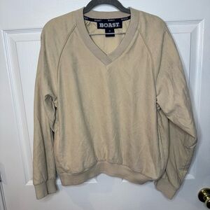 Boast Beige V-Neck Pullover in Sueded Material Size Medium GUC